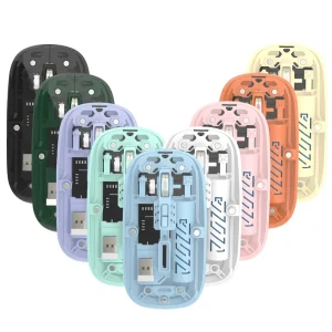 EQ-TW Rechargeable TRANSPARENT Bluetooth 2.4G Wireless Mouse RGB Backlight USB TYPE-C Silent Switch Ultra-thin Wireless Mouse