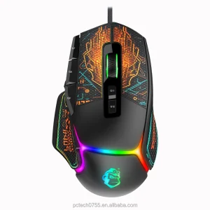EQ12D-XM90 Wired 12 BTN Gaming Mouse RGB Backlit Ergonomic Silent Laptop Mouse 12 Silent Click Buttons 5 Adjustable DPI Plug Desktop BLACK