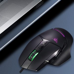 EQ-V502L-9B WIRED High Quality 9 BTN Programmable 3D Ergonomic Mouse 9 Buttons for Laptop PC RGB Gaming Lightweight Ergonomic Wired Mouse BLACK