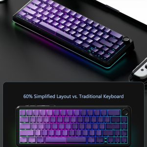 WK68 New Mechanical Keyboard 2.4G Wireless USB RGB Backlight Hot Swap Gasket PBT Keycaps Knob Switch Customize Gaming - PURPLE BOMB - Rouge Axis