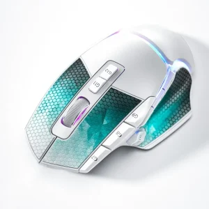 EQ12DW XM90B Wireless 12 BTN Gaming Mouse Ergonomic Silent Gamer Laptop Mouse With 10 Silent Click Buttons 5 Adjustable DPI Plug Play for Pc - White