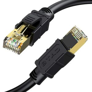 CAT8 Ethernet Cable 1M-15M High Quality 40Gb/s @ 2GHz 2000MHz 26AWG LAN Cable CAT 8 Round Gold Plated RJ45 Connectors Gaming PC PS XBOX ISP CLOUD SERVER Ultra Low Latency Gold Plated RJ45 Gold Plated Connectors Inner & Outer - 1M